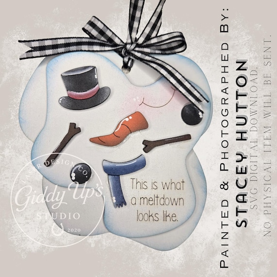 Melting Snowman SVG Ornament File | Glowforge Christmas SVG Files | GiddyUpsStudio