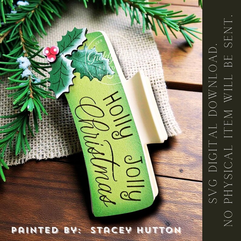 Christmas Hair Clip SVG Design: Holly Jolly Glowforge File image 13