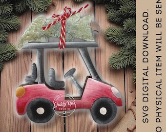 Christmas Tree Golf Cart Ornament SVG Files: Laser Cut Design