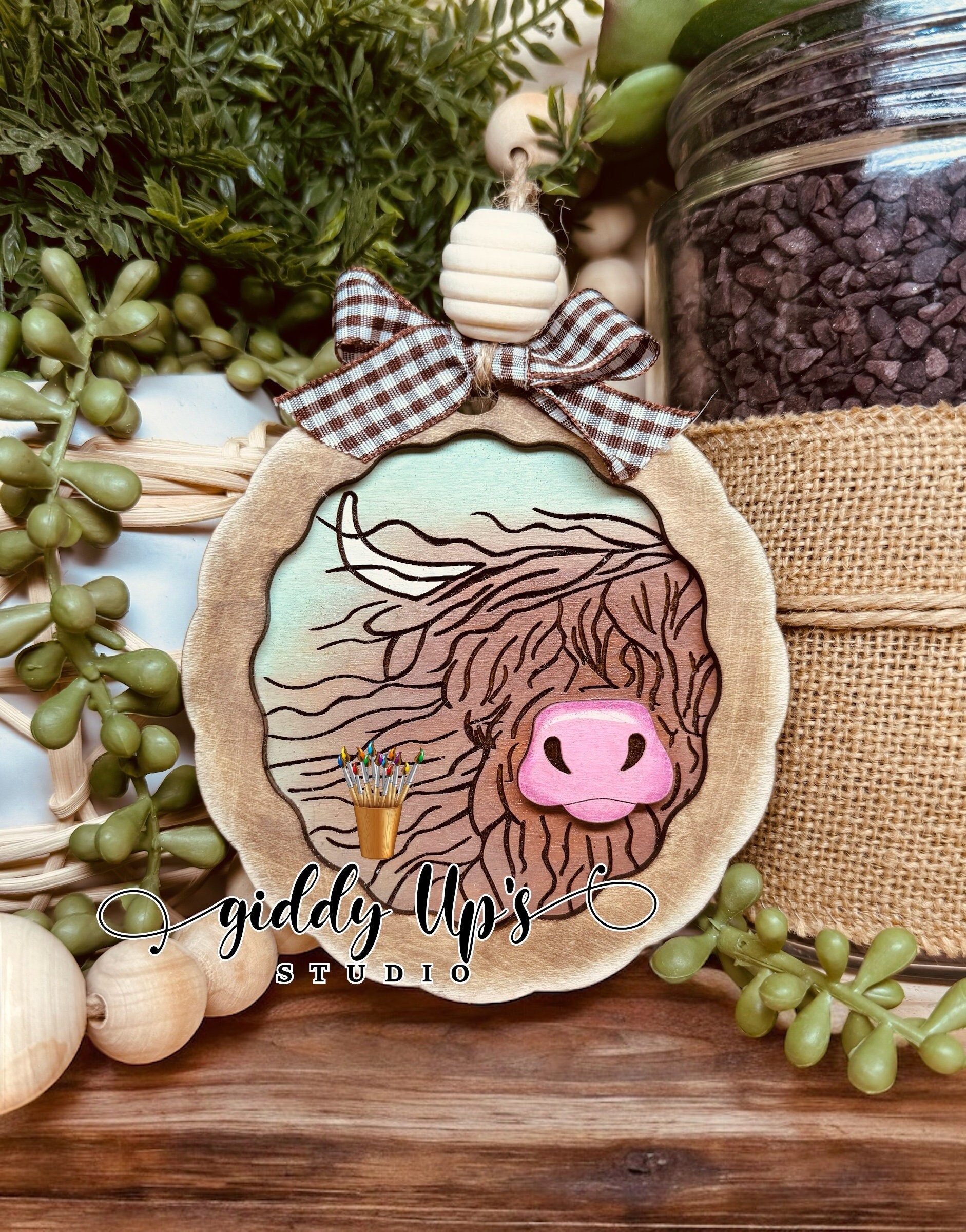 ハイランド牛のクリスマスオーナメント SVG ファイル | Glowforge