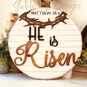 Jesús SVG Puerta Redonda Él Ha Resucitado Archivo de Corte Láser / Archivos SVG Glowforge / GiddyUpStudio / Archivo de Corte Láser de Puerta Redonda de Pascua / Jesús Glowforge