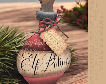 Elf Potion Ornament SVG: Christmas Glowforge Laser File