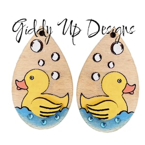 Rubber Duck Earring SVG | Laser Cut Earring File | Glowforge Laser Ready | Duck Earring SVG File | GiddyUpsStudio