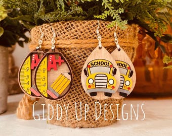Teacher Appreciation Earring Bundle SVG File | giddyupsstudio | giddy up studio | Glowforge Teacher Earring SVG File