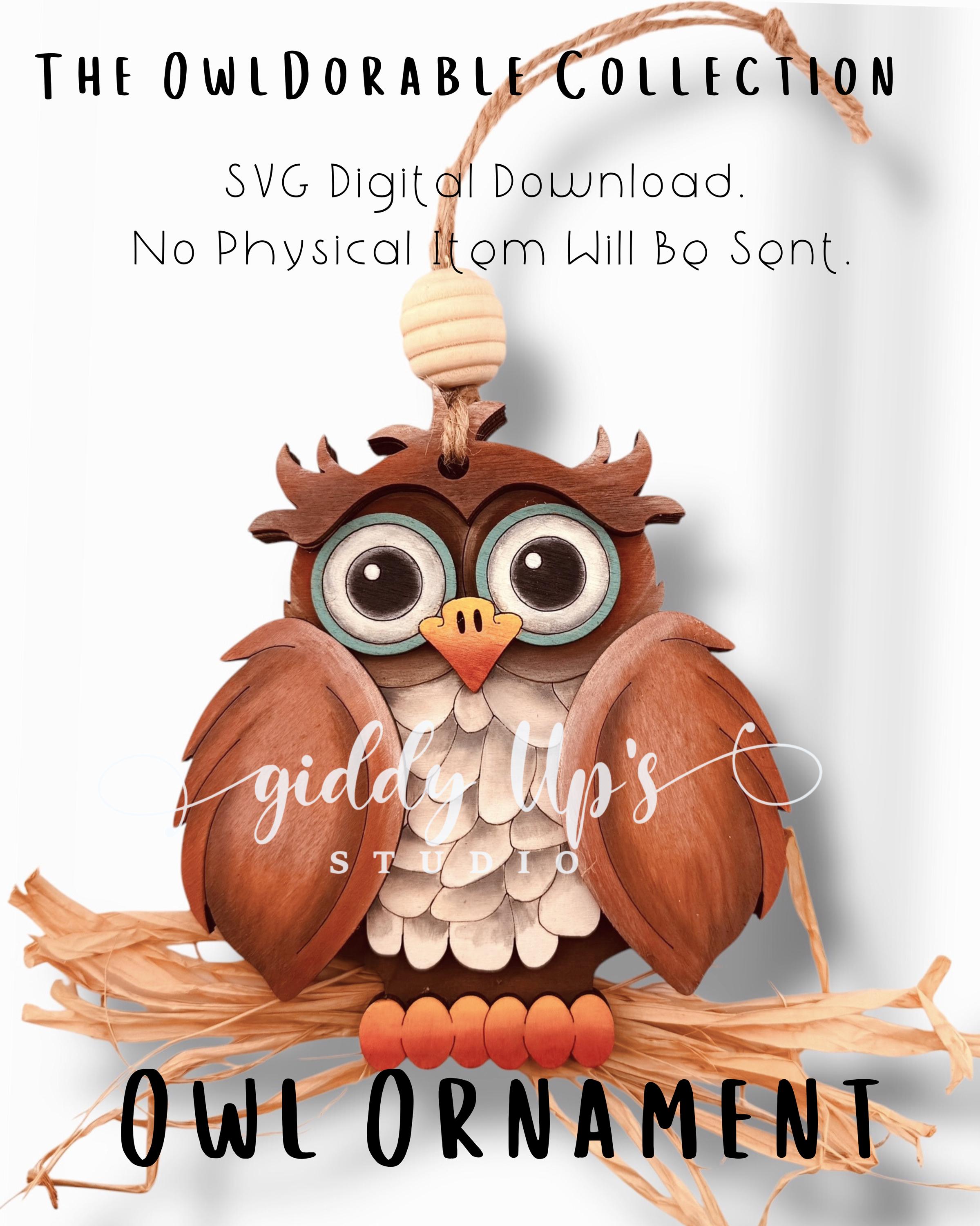 Owl Ornament SVG: Glowforge Laser Cut File (Digital Download)