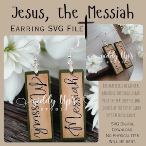 Le Messie boucle d'oreille SVG fichier de découpe laser | Boucle d'oreille de Jésus SVG | Boucles d'oreilles de Pâques SVG | Fichier Glowforge religieux | Svg chrétien | GiddyUpsStudio