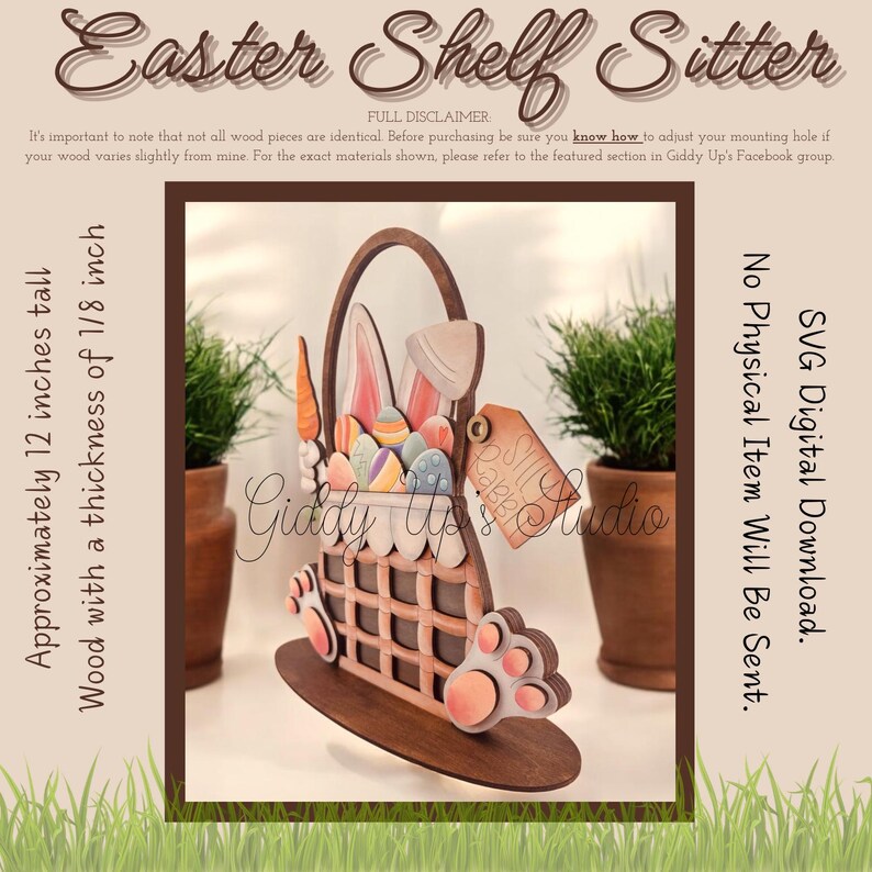 Easter Bunny Shelf Sitter SVG File: Laser Cut Basket (digital Download ...