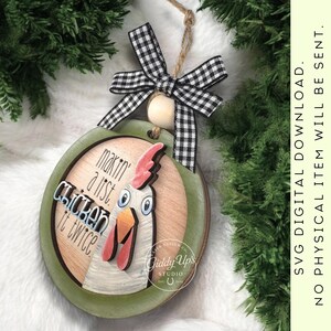 Chicken Christmas Ornament SVG File | Glowforge Laser Cut File image 18