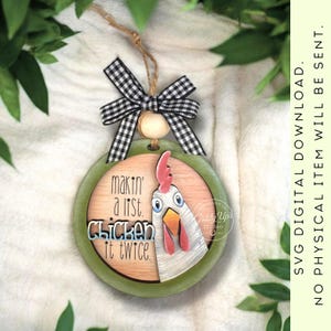Chicken Christmas Ornament SVG File | Glowforge Laser Cut File image 17