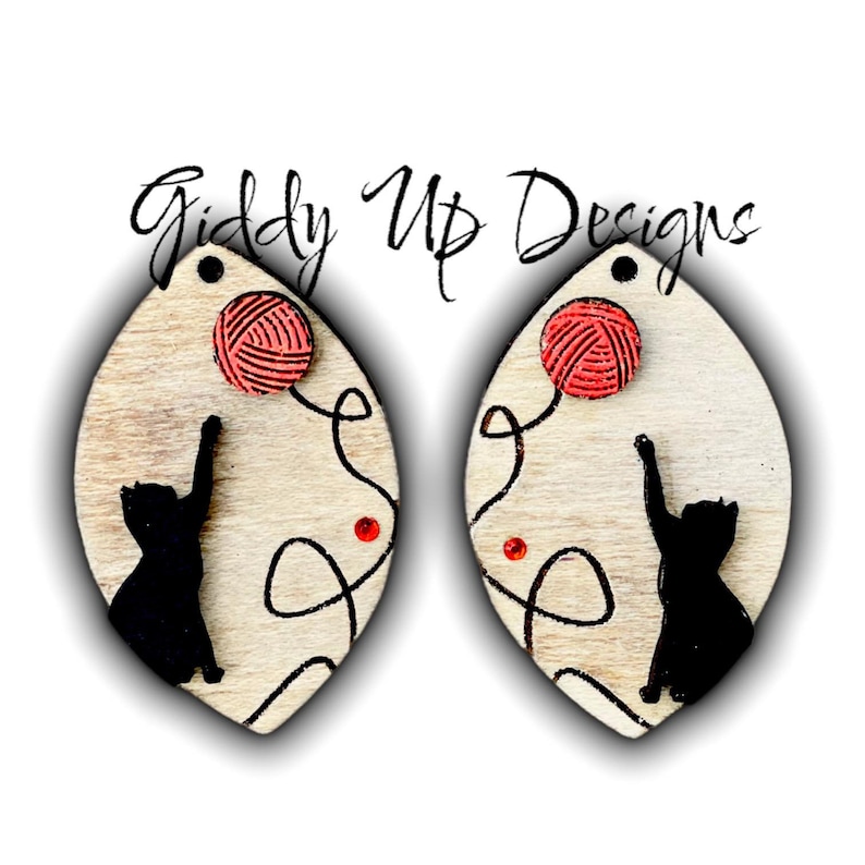 Cat Kitten Yarn Earring SVG File Earring File Etsy