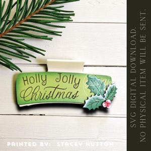 Christmas Hair Clip SVG Design: Holly Jolly Glowforge File image 5
