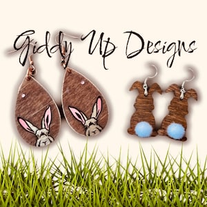 Bunny Earrings SVG | SVG Easter Earrings | Glowforge Earring svg | Easter Digital Download | Laser Cut File | GiddyUpsStudio | GiddyUpDesign