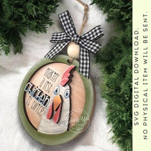 Chicken Christmas Ornament SVG File | Glowforge Laser Cut File image 11