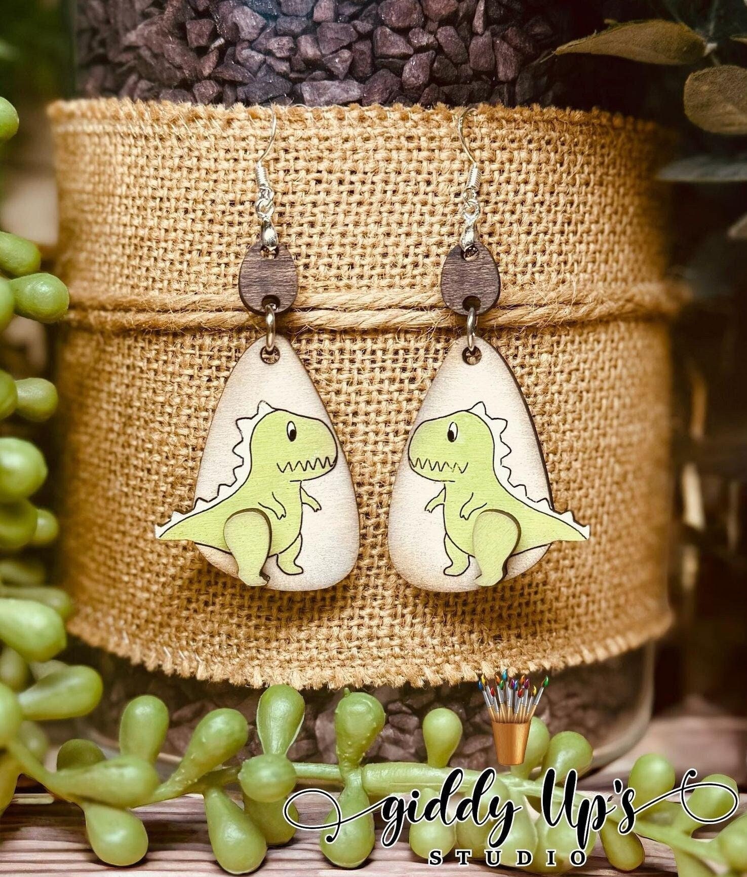 Katy Craig Orecchini A Perno In Argento 925 A Forma Di Dinosauro, Verde Brillante, Regalo Per Bambini