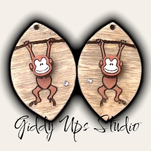 Monkey Earrings SVG | Laser Cut Files for Glowforge | Monkies Laser cut earring files | giddyupsstudio | giddyupdesign | Glowforge Monkey