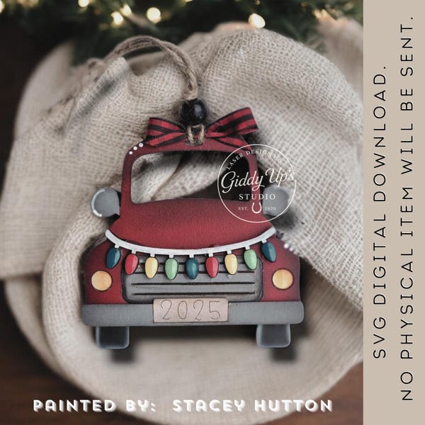 Christmas Truck Ornament SVG File: Laser Cut 2025 Design