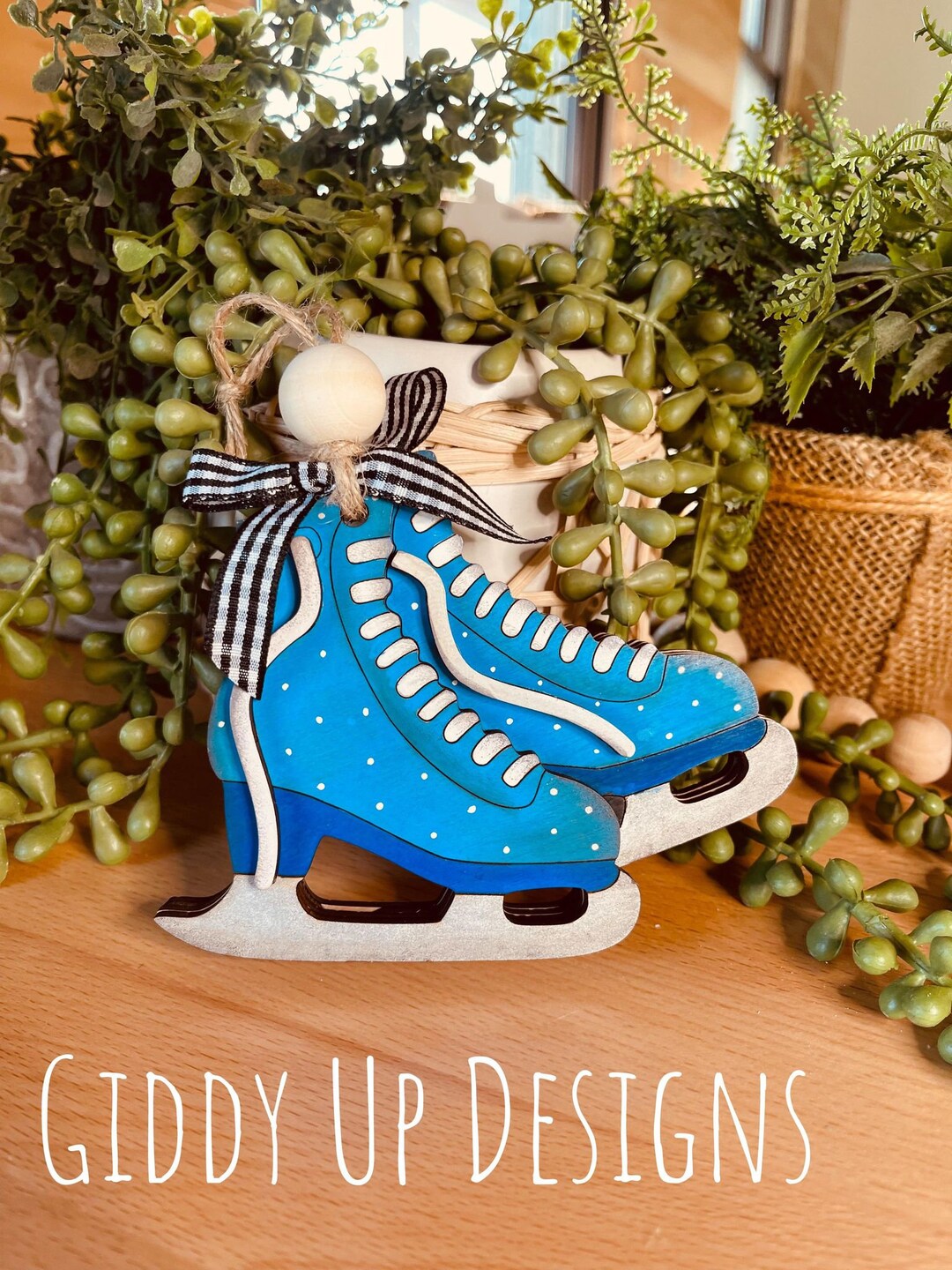 Ice Skates Gift Card Holder Ornament SVG Christmas Laser Cut