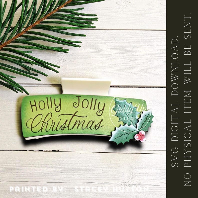 Christmas Hair Clip SVG Design: Holly Jolly Glowforge File image 15