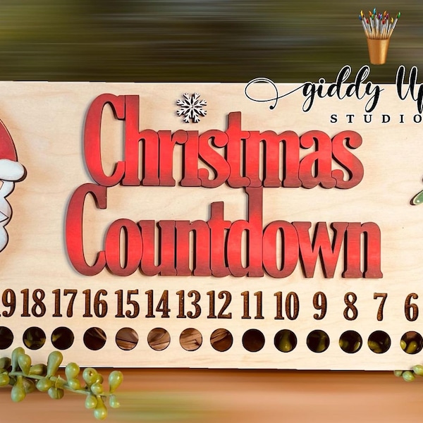 Christmas Countdown Candy Cane Calendar SVG File | Glowforge Christmas SVG Designs | Countdown SVG File | GiddyUpsStudio