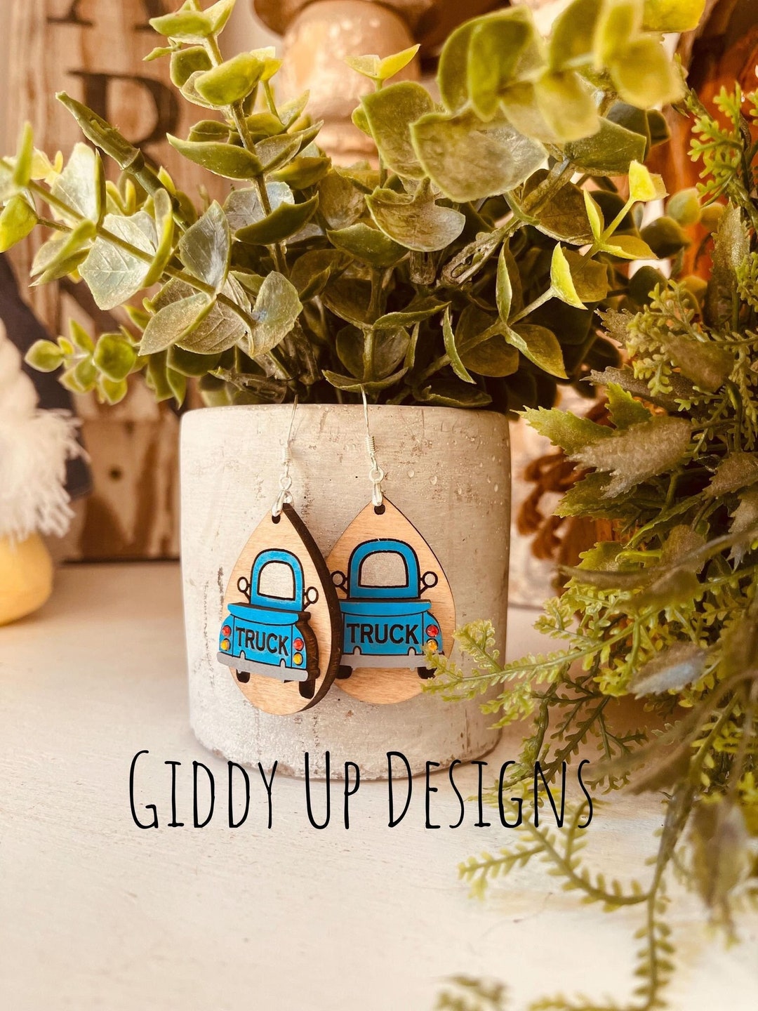 Truck SVG Earring File Red Vintage Trucks SVG Files Car Show Earrings Svg File