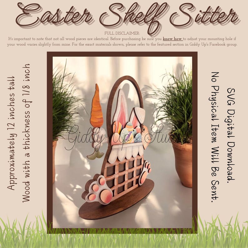 Easter Bunny Shelf Sitter SVG File: Laser Cut Basket (digital Download ...