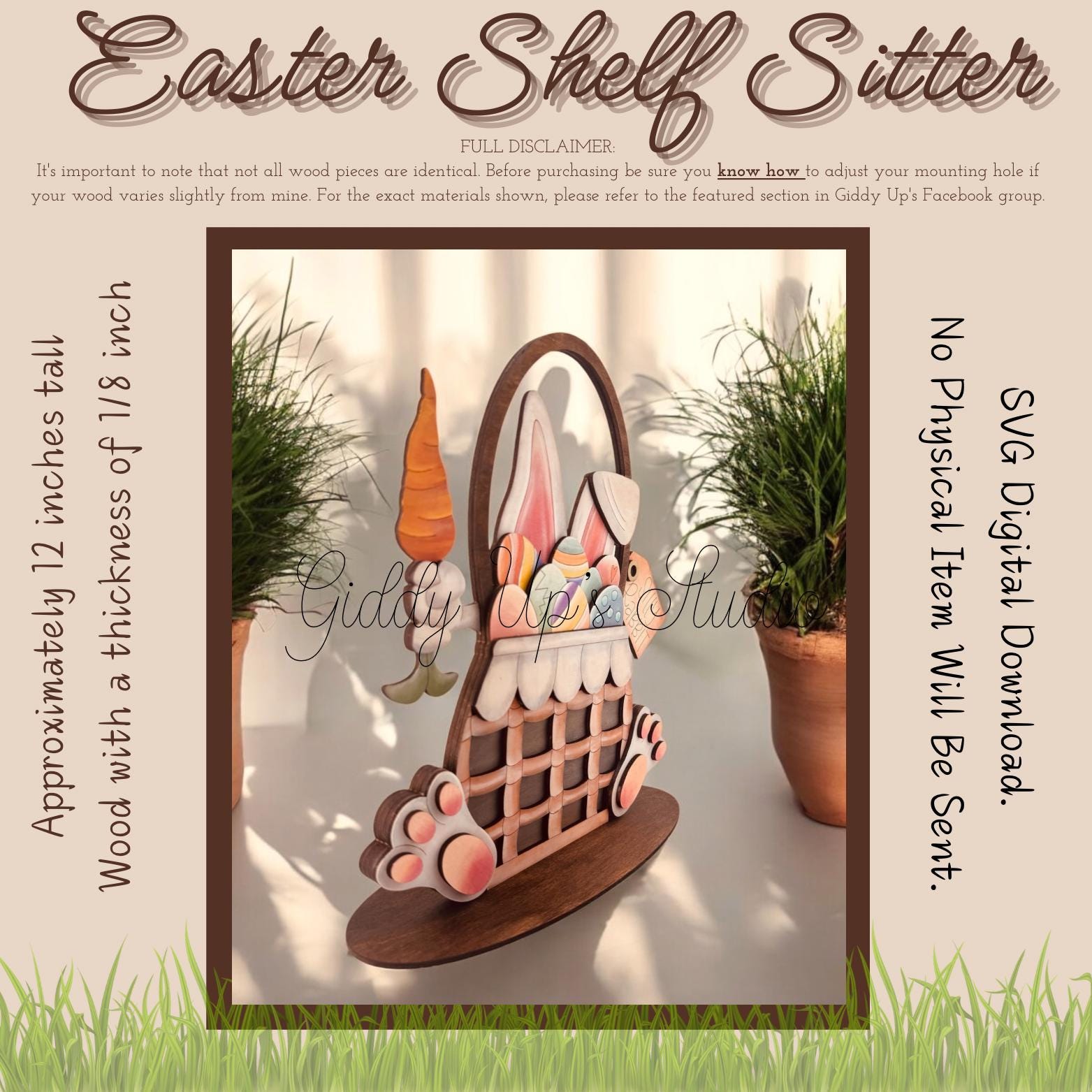 Easter Bunny Shelf Sitter SVG File: Laser Cut Basket (digital Download ...