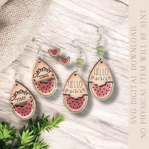 Watermelon Earring SVG Bundle: Fun Summer Glowforge File (Digital Download)