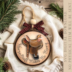 Rustic Western Saddle Christmas Ornament SVG File: Glowforge Laser Cut