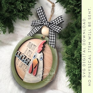Chicken Christmas Ornament SVG File | Glowforge Laser Cut File image 15