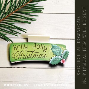 Christmas Hair Clip SVG Design: Holly Jolly Glowforge File image 12