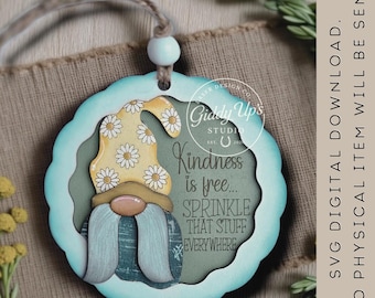 Whimsical Gnome Ornament SVG: Funny Christmas Laser Cut File