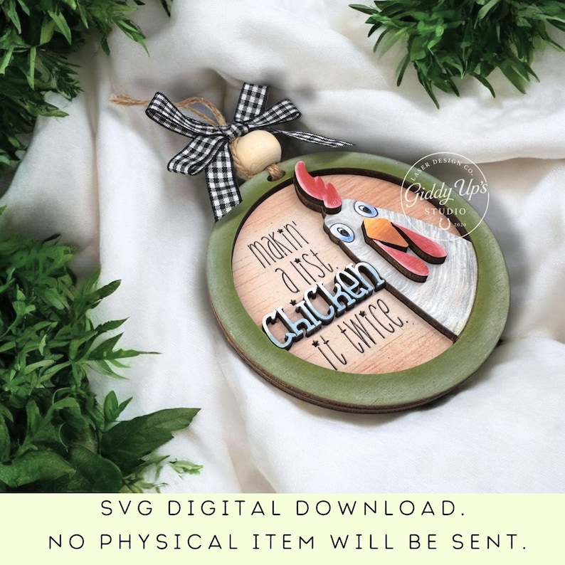 Chicken Christmas Ornament SVG File | Glowforge Laser Cut File image 10