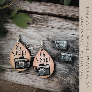 Photography Camera Earrings SVG File: Laser Cut Jewelry (Glowforge)
