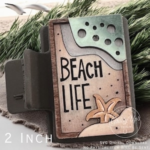 Beach Life SVG-haarclip | Glowforge SVG klein haarclipbestand | Svg-bestand haarclip voor buiten | Strandcamping SVG-bestand | GiddyUpsStudio