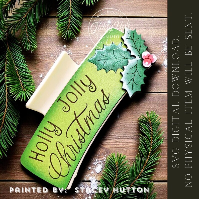 Christmas Hair Clip SVG Design: Holly Jolly Glowforge File image 20