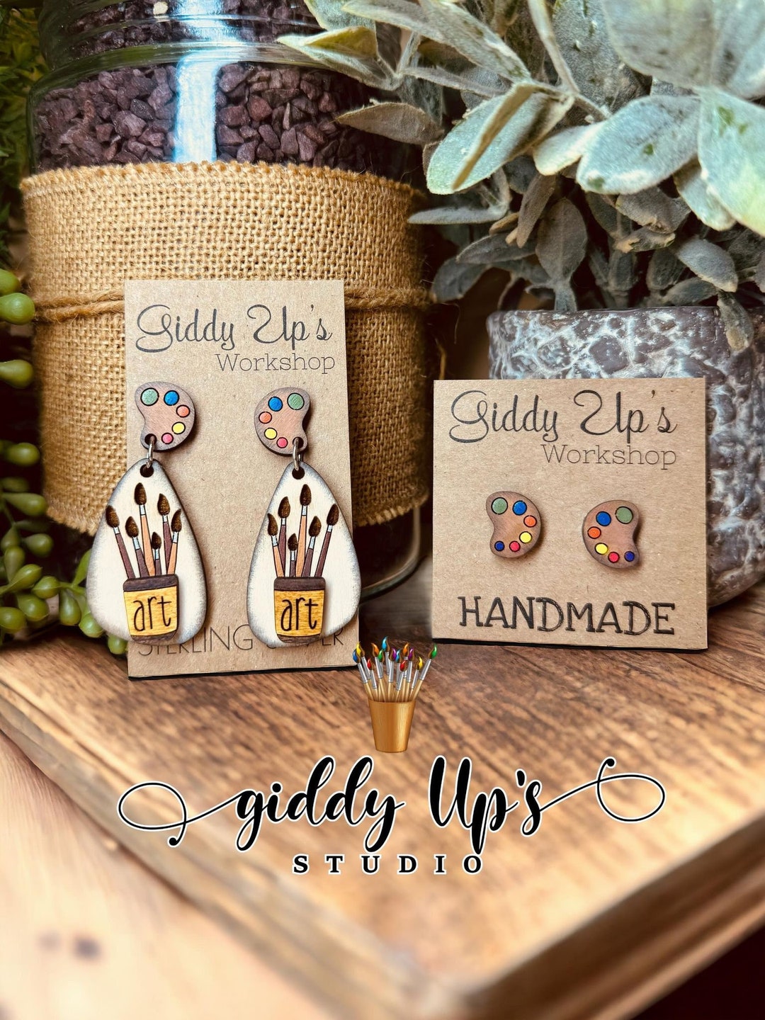 Paint Brush Earrings SVG Laser Cut File Art Artist Earrings SVG