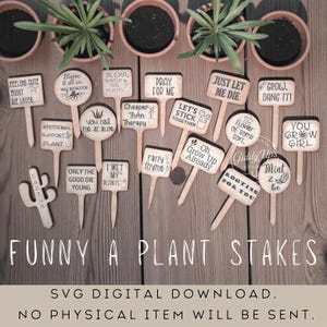 Paquete SVG de estacas para plantas: 21 frases de jardín, marcadores de madera para plantas (descarga digital)