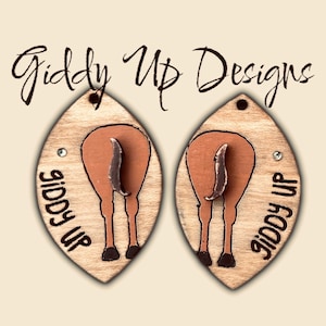 Horse Tail SVG Earring | Horse lover svg file | Glowforge Horse earrings svg file | giddy ups studio | equestrian earrings svg file