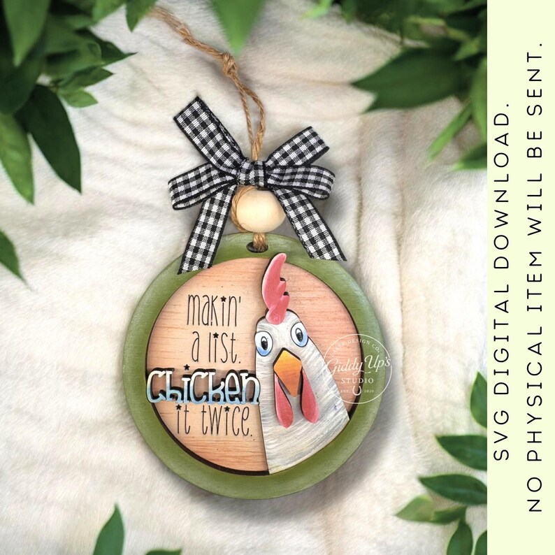 Chicken Christmas Ornament SVG File | Glowforge Laser Cut File image 8