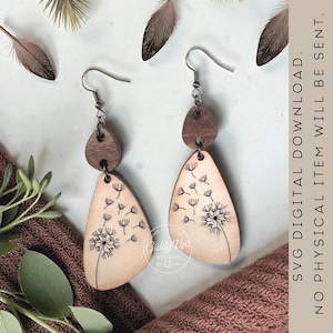 Dandelion Flower Earring SVG: Laser Cut File for Glowforge