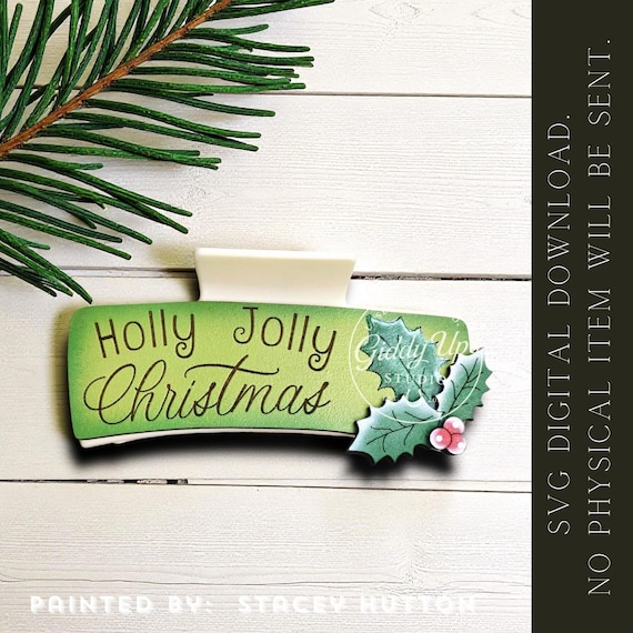 Christmas Hair Clip SVG Design: Holly Jolly Glowforge File