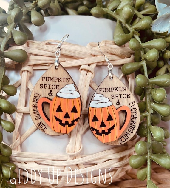 Pumpkin Latte Earrings SVG | Halloween Earring Design File