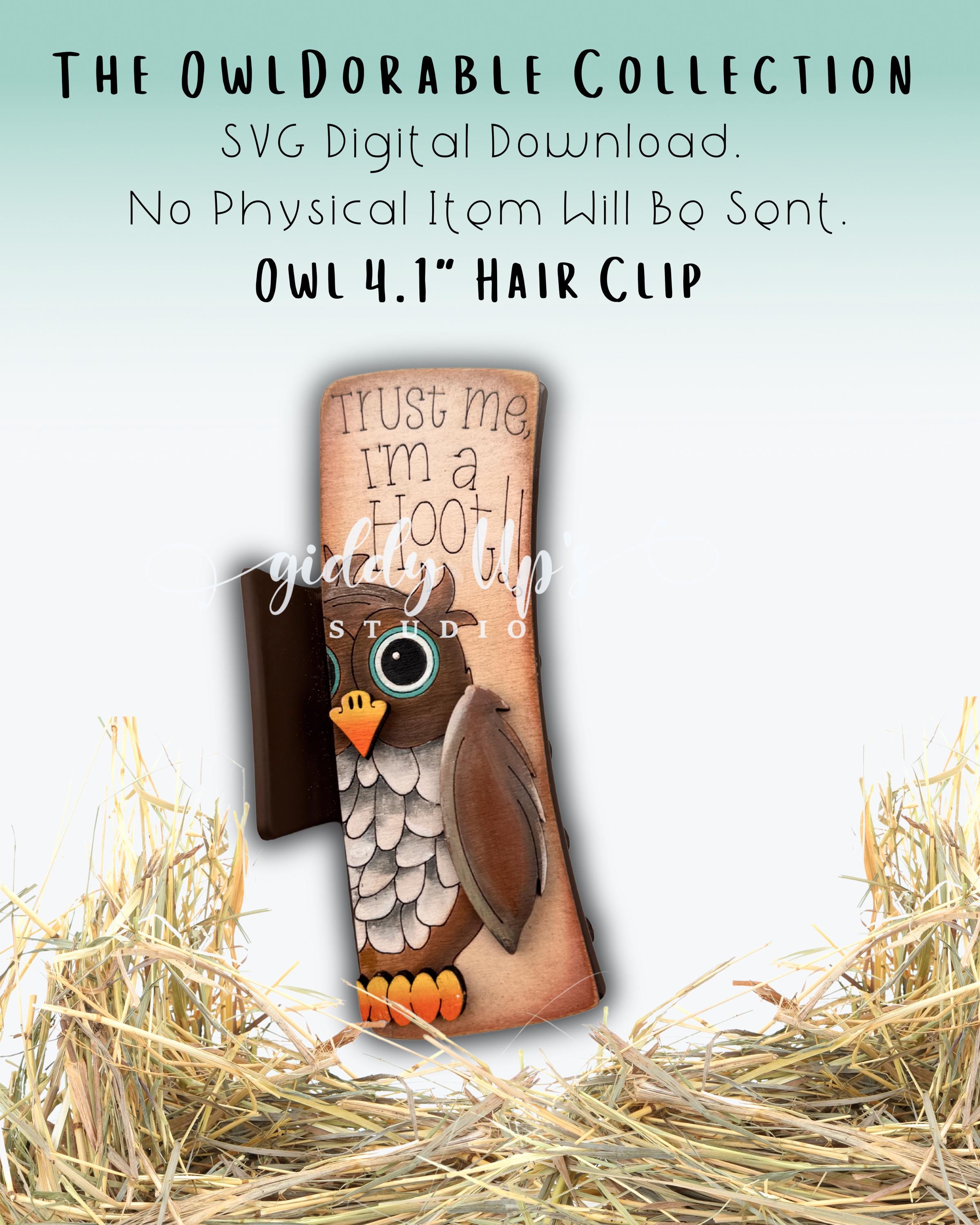Owl Hair Clip SVG File: Glowforge Laser Cut Design (Digital Download)