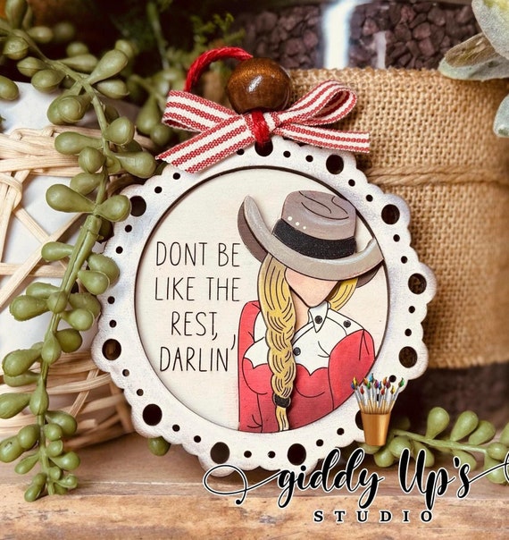 Cowgirl Christmas Ornament SVG File: Girl Laser Cut File