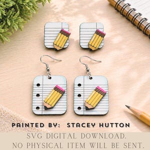Teacher Pencil Earring SVG Bundle: Laser Cut File (Dangle & Studs)