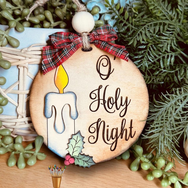 O Holy Night Ornament SVG File | Glowforge Christmas SVG Files | Holy Night SVG Christmas Ornament | Giddyupstudio | Glowforge Ornament