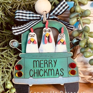 Chicken Truck Ornament SVG File | Glowforge Christmas Ornament SVG Files | Christmas Truck Ornament svg | Christmas SVG | Laser Cut File |