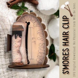 S'more SVG ヘアクリップ ファイル | Glowforge ヘアクリップ | キャンプ用ヘアクリップ SVG デザイン | GiddyUpsStudio | S'mores キャンプ用ヘアクリップ | Glowforge