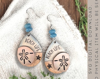 Sand Dollar Ohrring SVG | Strand Ozean Meer SVG Geschenke | GiddyUpsStudio