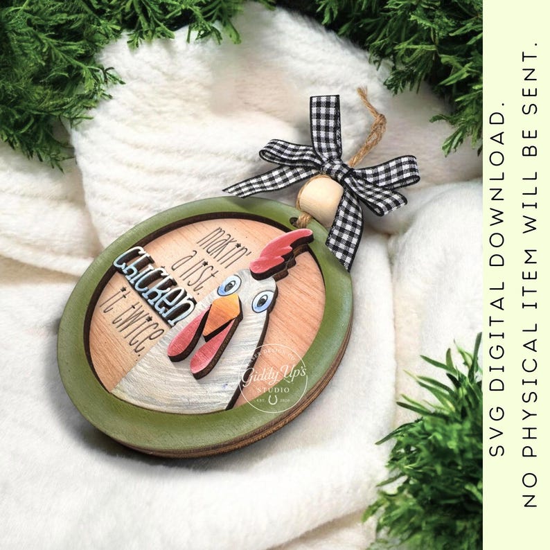 Chicken Christmas Ornament SVG File | Glowforge Laser Cut File image 9